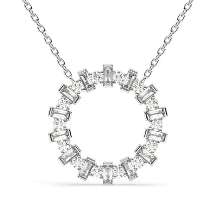 14k Gold and Diamond Circle Necklace / Baguette Round Diamond Circle Necklace / Large Diamond Circle / Circle of Life Necklace / Gold Circle