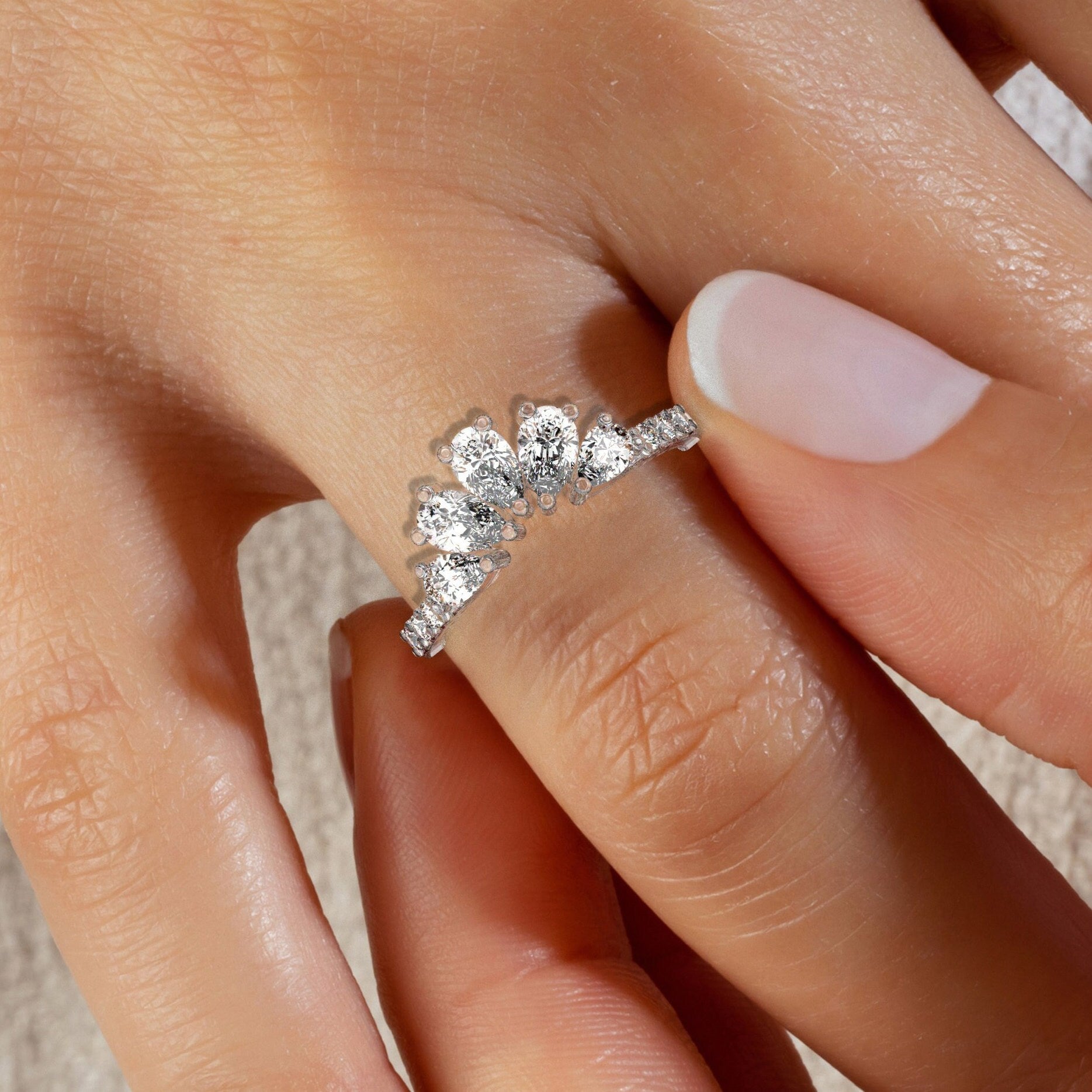 Pear Diamond Wedding Ring / 14k Gold Pear Diamond Engagement Ring / Wedding Band / Stacking Ring / Anniversary Ring / Engagement Ring