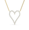 Diamond Heart Necklace / 14k Gold Diamond Curved Heart Necklace / Floating Diamond Love Jewelry