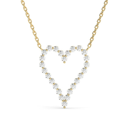 Diamond Heart Necklace / 14k Gold Diamond Curved Heart Necklace / Floating Diamond Love Jewelry