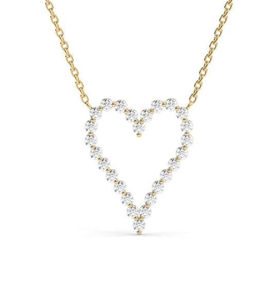 Diamond Heart Necklace / 14k Gold Diamond Curved Heart Necklace / Floating Diamond Love Jewelry