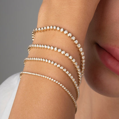 Bezel Set Diamond Tennis Bracelet / 14k Gold Diamond Tennis Bracelet / Jewelry Gift for Her / Classic Tennis Bracelet