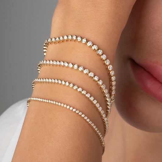 Bezel Set Diamond Tennis Bracelet / 14k Gold Diamond Tennis Bracelet / Jewelry Gift for Her / Classic Tennis Bracelet