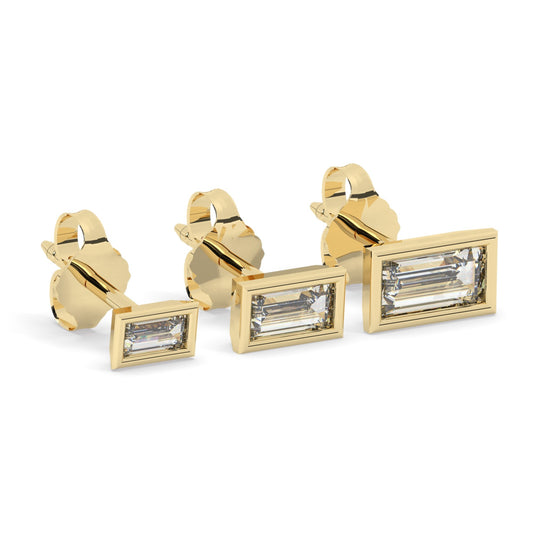 Baguette Diamond Studs / 14k Gold Diamond Bezel Set Stud Earrings / 0.10 - 0.50 ct Baguette Studs / Minimalist Dainty Jewelry Gift