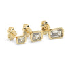 Emerald Cut Diamond Studs / 14k Gold Diamond Bezel Set Stud Earrings / 0.10 - 0.50 ct Solitaire Baguette Studs / Minimalist Dainty Studs