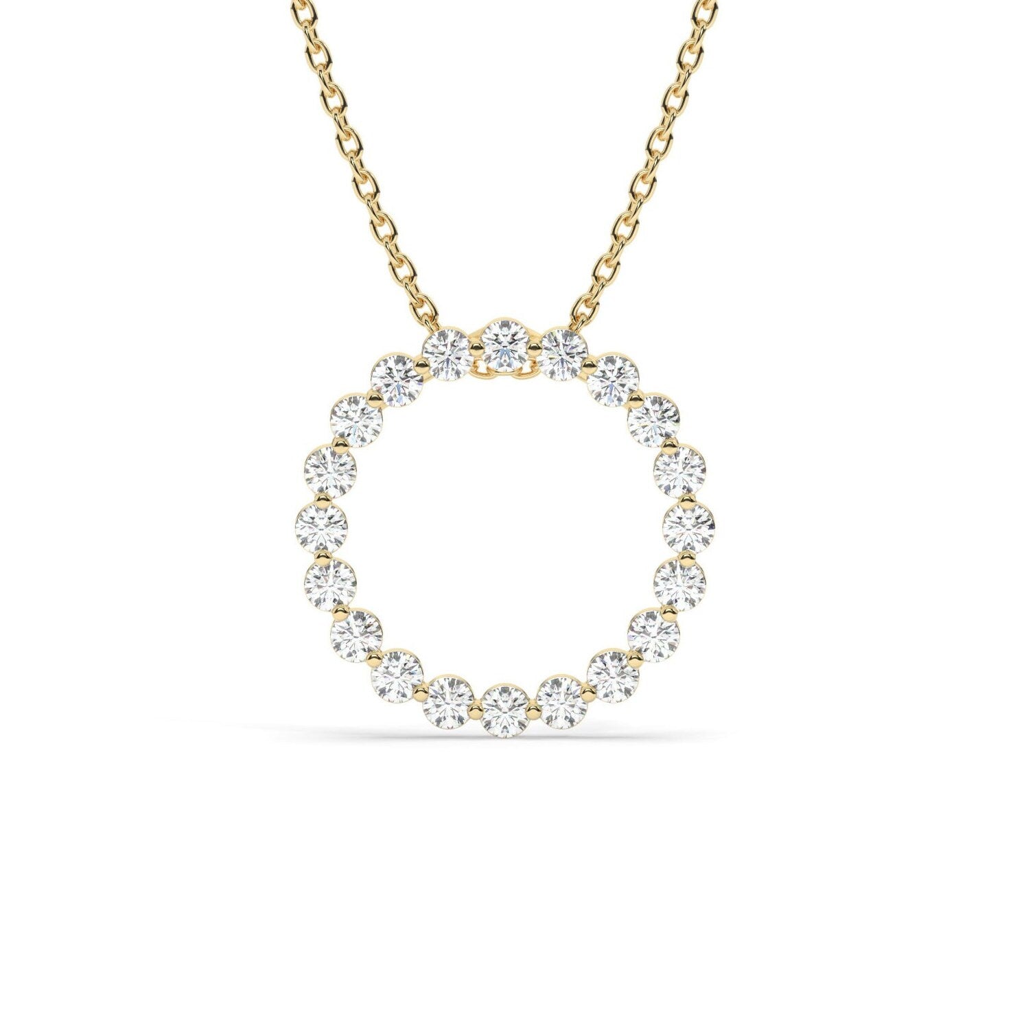 14k Gold and Diamond Circle Necklace Small / Floating Diamond Circle Necklace / 1 Ct Diamond Circle Necklace / Circle of Life Necklace