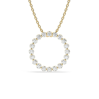 14k Gold and Diamond Circle Necklace Small / Floating Diamond Circle Necklace / 1 Ct Diamond Circle Necklace / Circle of Life Necklace