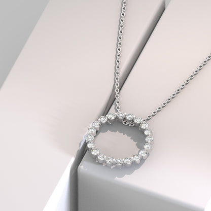 14k Gold and Diamond Circle Necklace Small / Floating Diamond Circle Necklace / 1 Ct Diamond Circle Necklace / Circle of Life Necklace