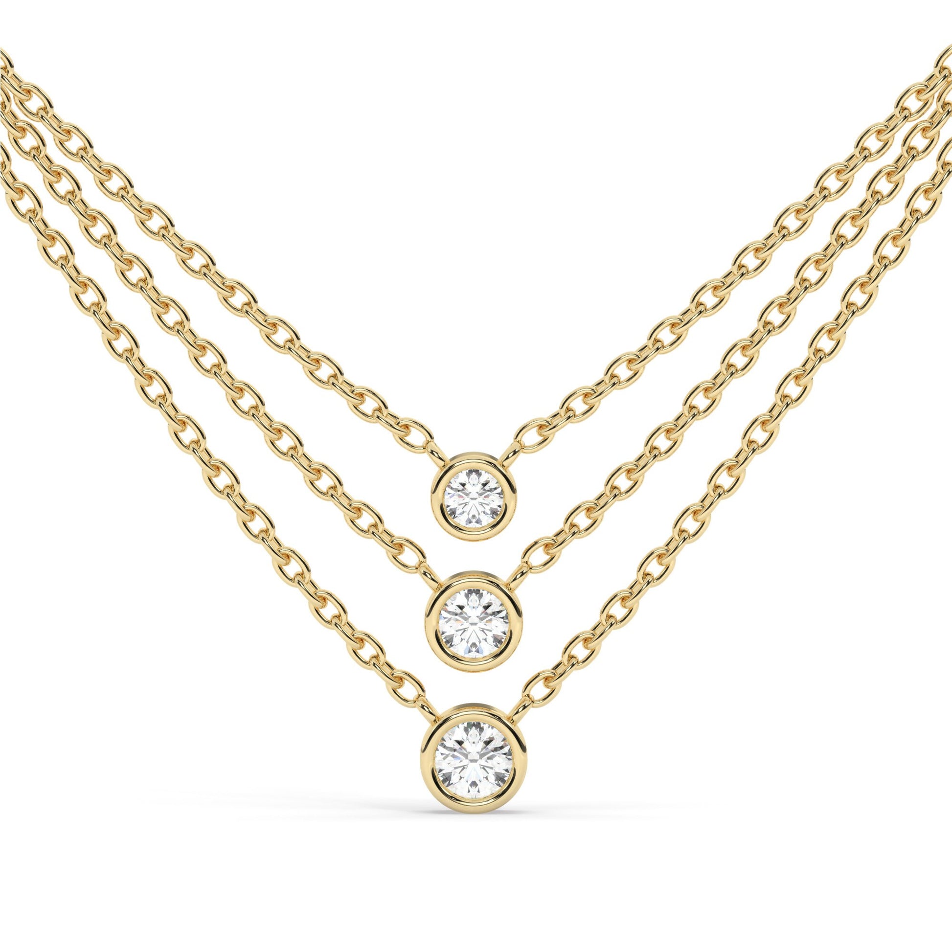 Bezel-Set Round Brilliant Cut Diamond Necklace / Minimalist Solitaire Necklace / Dainty Solitaire Necklace / Birthday Gift