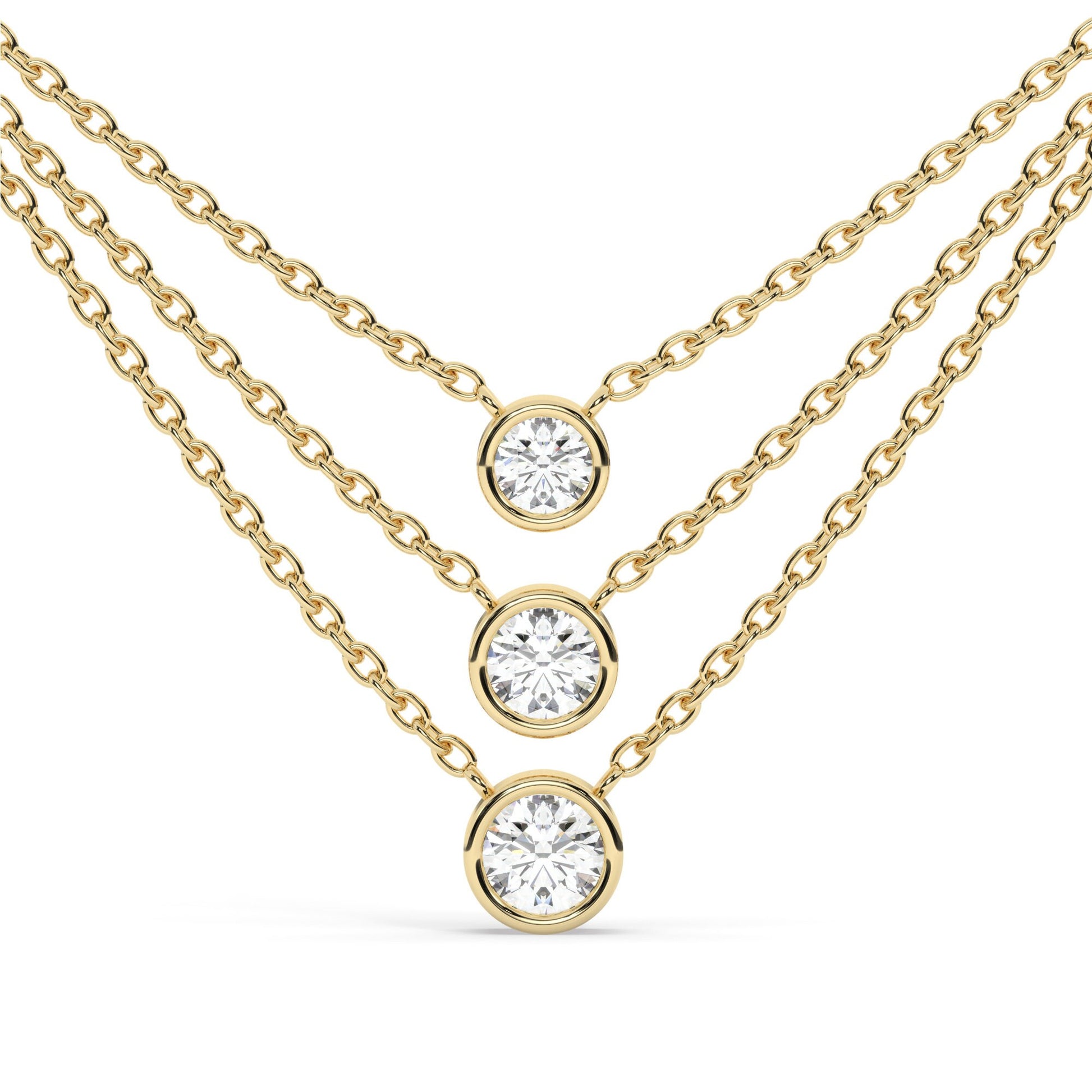 Bezel-Set Round Brilliant Cut Diamond Necklace / Minimalist Solitaire Necklace / Dainty Solitaire Necklace / Birthday Gift
