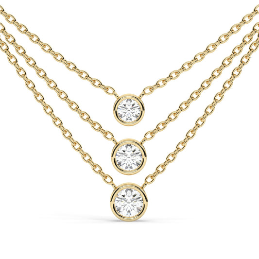 Bezel-Set Round Brilliant Cut Diamond Necklace / Minimalist Solitaire Necklace / Dainty Solitaire Necklace / Birthday Gift