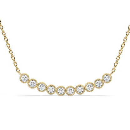 Diamond Curved Bar Necklace / Minimalist Curved Bar Necklace / Half Carat 14K Gold and Diamond Dainty Bar Necklace / Diamond Birthday Gift