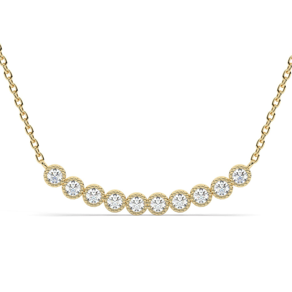 Diamond Curved Bar Necklace / Minimalist Curved Bar Necklace / Half Carat 14K Gold and Diamond Dainty Bar Necklace / Diamond Birthday Gift