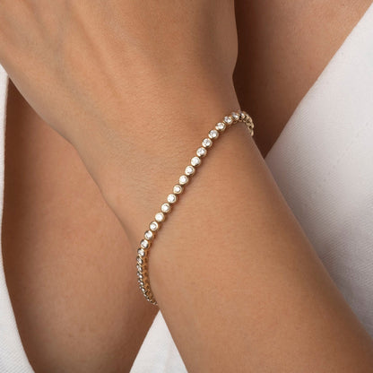 Bezel Set Diamond Tennis Bracelet / 14k Gold Diamond Tennis Bracelet / Jewelry Gift for Her / Classic Tennis Bracelet