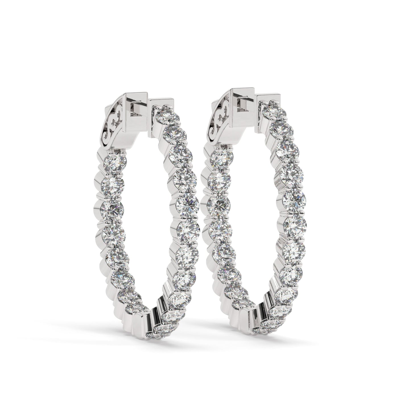 14k Gold Inside Out Diamond Hoop Earrings / 2-4 CARAT Inside Out Hoops / Anniversary Birthday / Bridal Wedding Gift for her