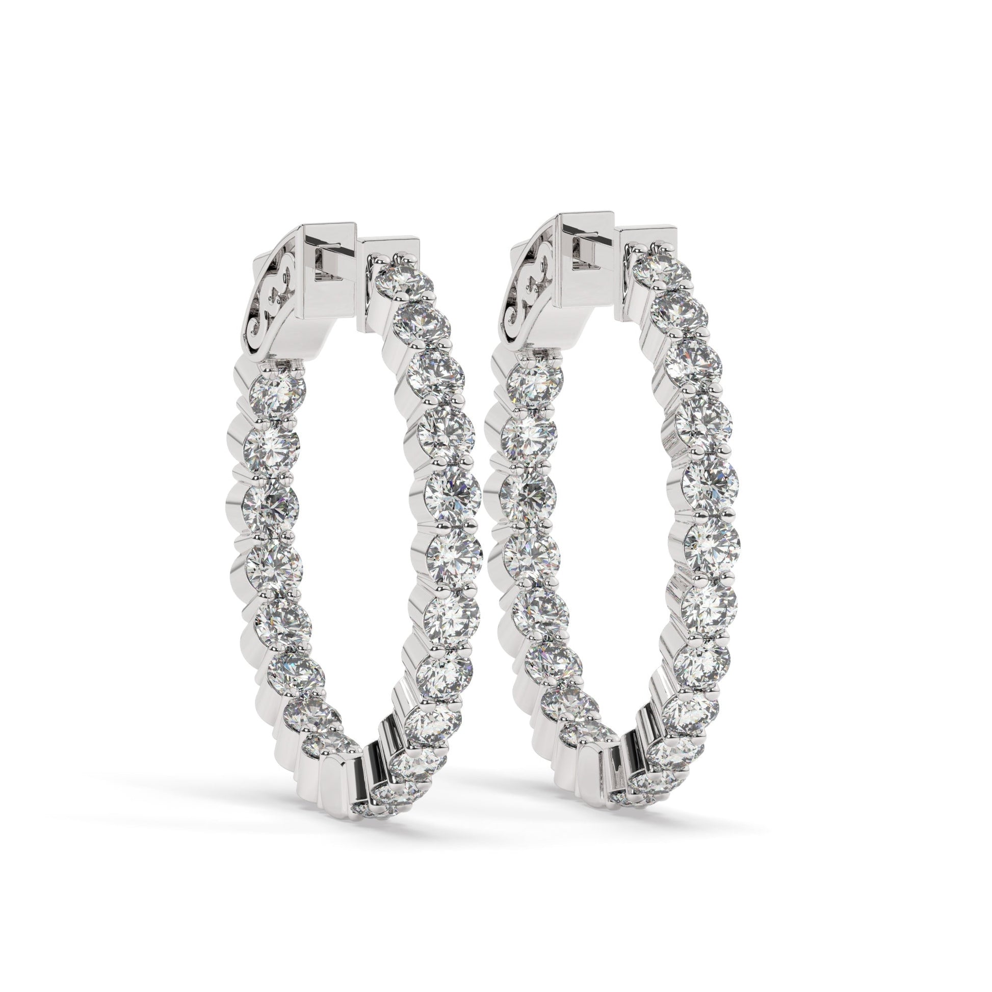 14k Gold Inside Out Diamond Hoop Earrings / 2-4 CARAT Inside Out Hoops / Anniversary Birthday / Bridal Wedding Gift for her