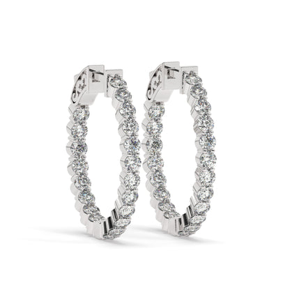 14k Gold Inside Out Diamond Hoop Earrings / 2-4 CARAT Inside Out Hoops / Anniversary Birthday / Bridal Wedding Gift for her