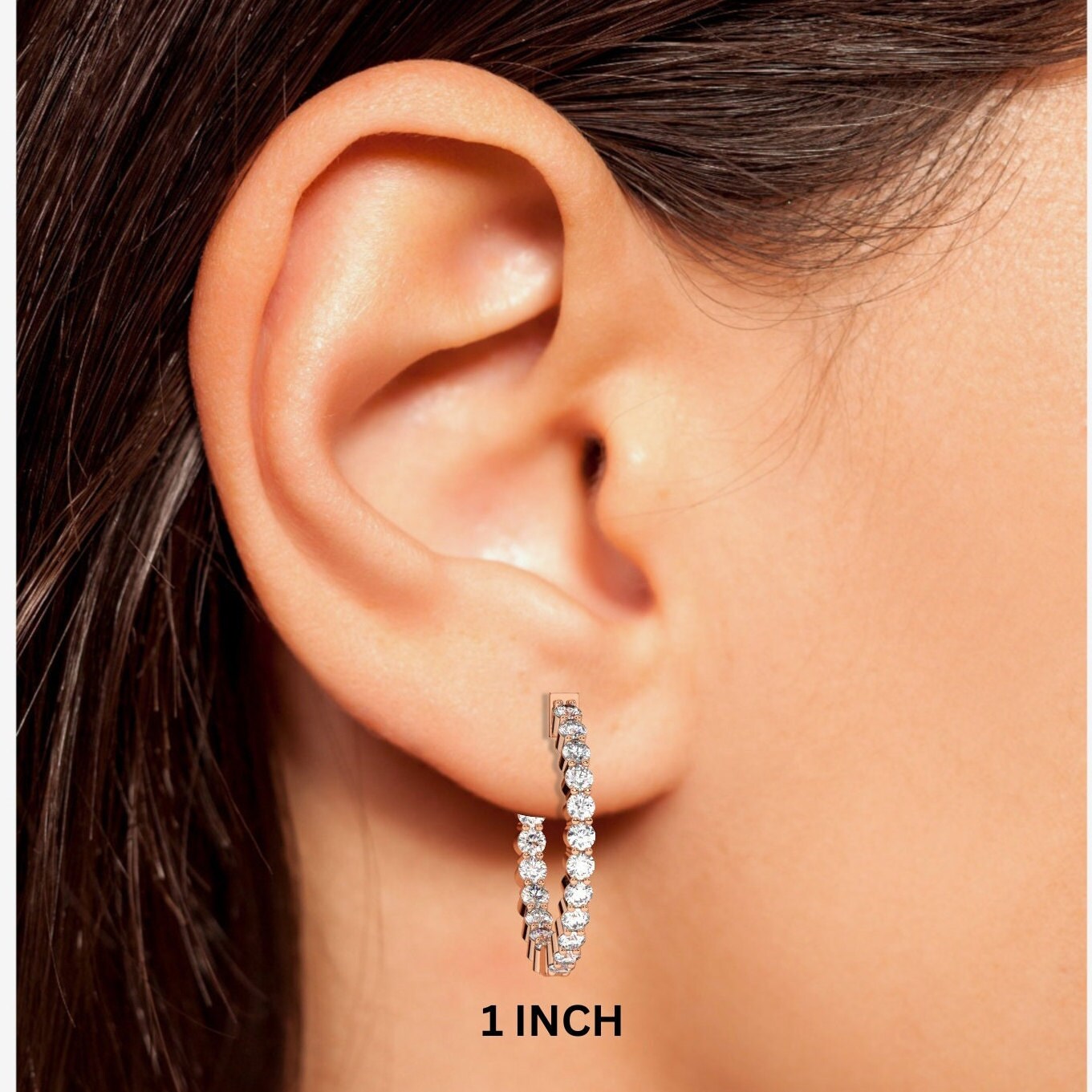 14k Gold Inside Out Diamond Hoop Earrings / 2-4 CARAT Inside Out Hoops / Anniversary Birthday / Bridal Wedding Gift for her
