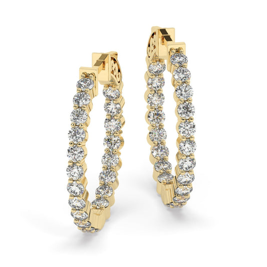 14k Gold Inside Out Diamond Hoop Earrings / 2-4 CARAT Inside Out Hoops / Anniversary Birthday / Bridal Wedding Gift for her