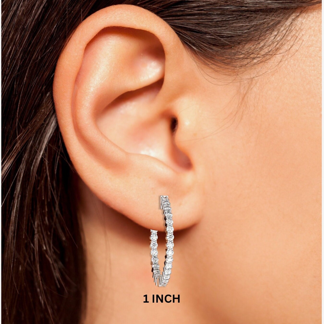 Diamond Hoop Earrings / 2-4 CARAT Inside Out Diamond Hoops / 14k Gold Hoop Earrings / Wedding Gift for her