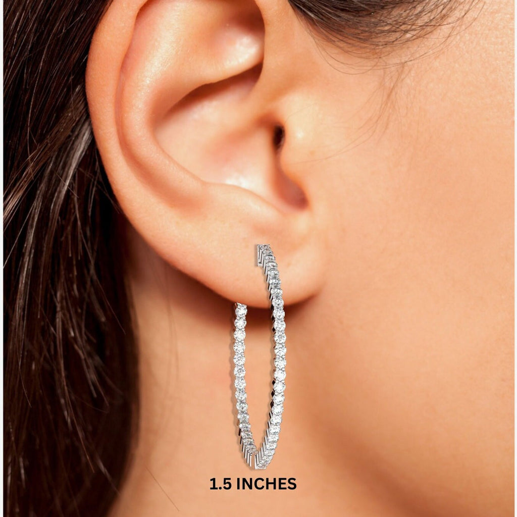 Diamond Hoop Earrings / 2-4 CARAT Inside Out Diamond Hoops / 14k Gold Hoop Earrings / Wedding Gift for her