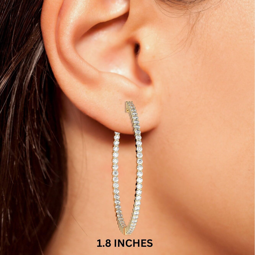 Diamond Hoop Earrings / 2-4 CARAT Inside Out Diamond Hoops / 14k Gold Hoop Earrings / Wedding Gift for her