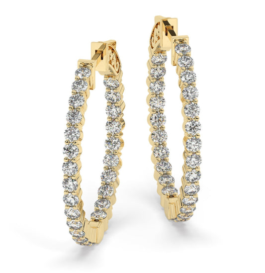 Diamond Hoop Earrings / 2-4 CARAT Inside Out Diamond Hoops / 14k Gold Hoop Earrings / Wedding Gift for her