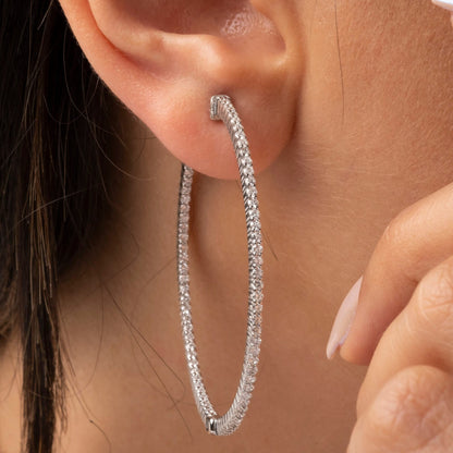 14k Gold Inside Out Diamond Hoop Earrings / 0.90-2.3 CARAT Inside Out Hoops / Anniversary Bridal Wedding Birthday Gift