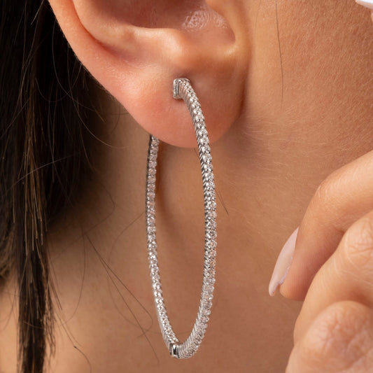 14k Gold Inside Out Diamond Hoop Earrings / 0.90-2.3 CARAT Inside Out Hoops / Anniversary Bridal Wedding Birthday Gift