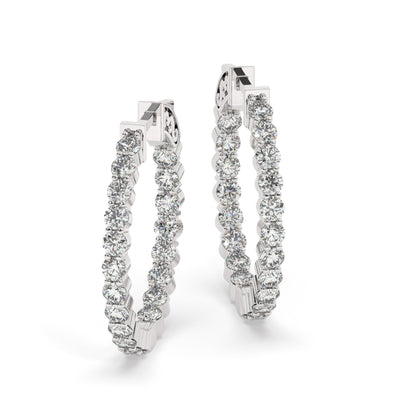 14k Gold Inside Out Diamond Hoop Earrings / 2-4 CARAT Inside Out Hoops / Anniversary Birthday / Bridal Wedding Gift for her