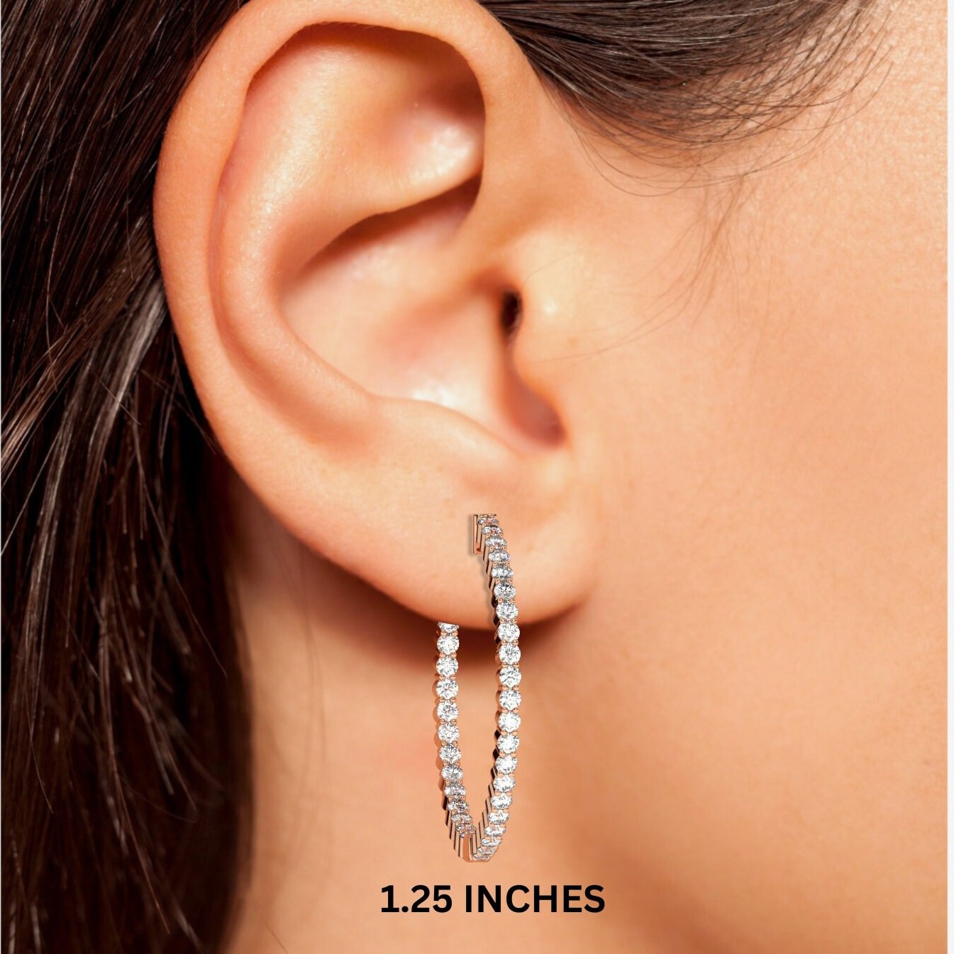 Diamond Hoop Earrings / 2-4 CARAT Inside Out Diamond Hoops / 14k Gold Hoop Earrings / Wedding Gift for her