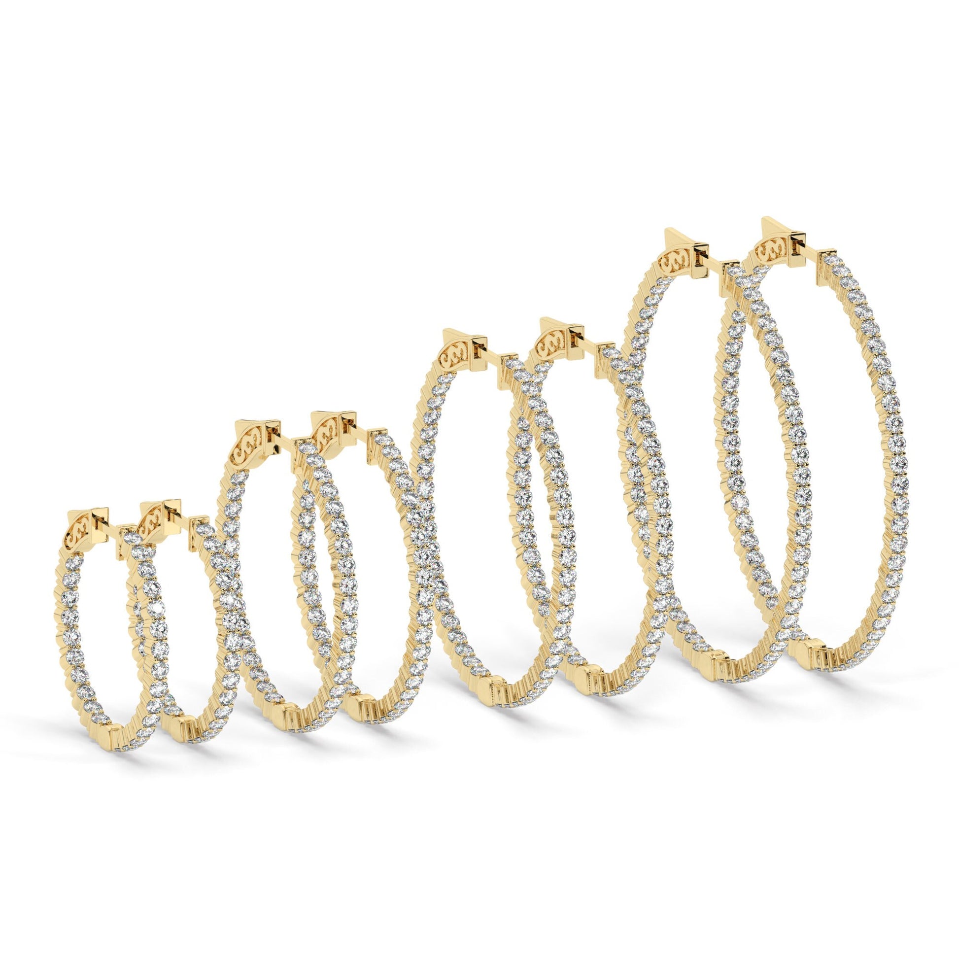 Diamond Hoop Earrings / 2-4 CARAT Inside Out Diamond Hoops / 14k Gold Hoop Earrings / Wedding Gift for her