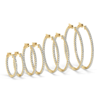 Diamond Hoop Earrings / 2-4 CARAT Inside Out Diamond Hoops / 14k Gold Hoop Earrings / Wedding Gift for her