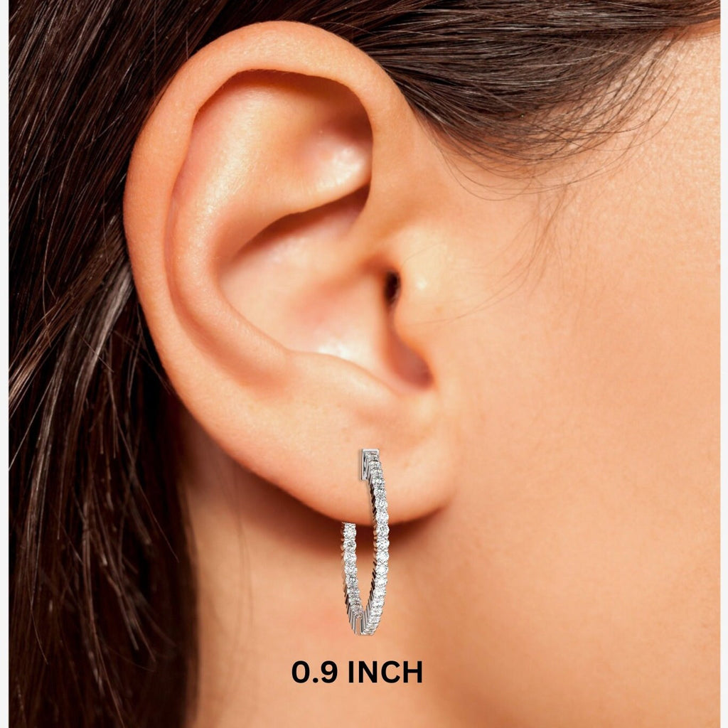 14k Gold Inside Out Diamond Hoop Earrings / 0.90-2.3 CARAT Inside Out Hoops / Anniversary Bridal Wedding Birthday Gift