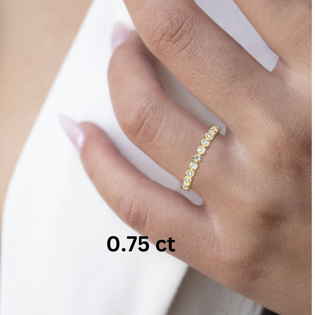0.50 - 2 CT Diamond Wedding Band / 14k Gold Bezel Set Full Eternity Diamond Wedding Ring / Diamond Anniversary Ring / Wedding Gift