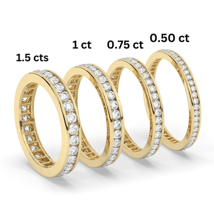 0.50 - 1.5 CT Channel Set Eternity Band / 14k Gold Channel Set Full Eternity Diamond Wedding Ring / Diamond Anniversary Ring / Wedding Gift