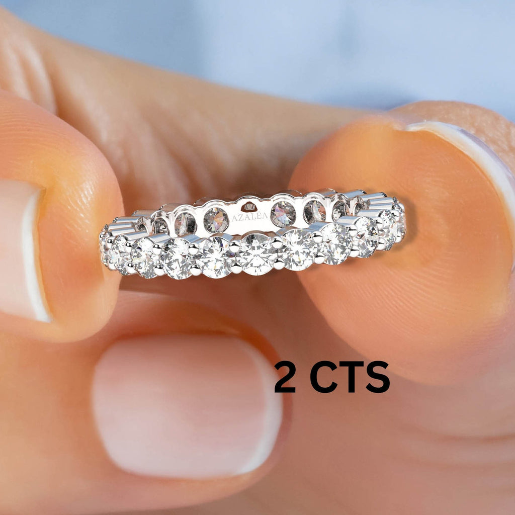 1-2 CT Diamond Double Prong Basket Setting Full Eternity Diamond Wedding Ring