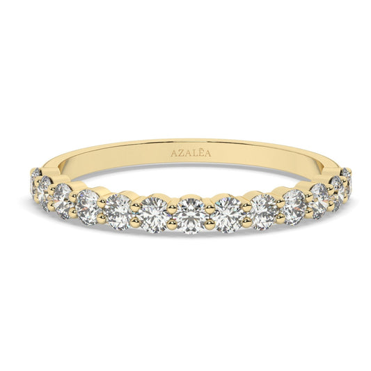 Diamond Half Eternity Wedding Band / 0.50 - 1 CT 14k Gold Double Prong Basket Setting Full Eternity Diamond Wedding Ring