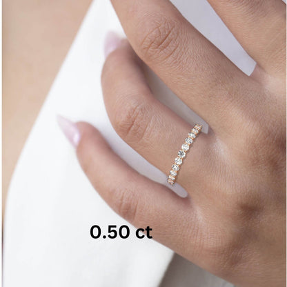 Diamond Half Eternity Wedding Band / 0.50 - 1 CT 14k Gold Double Prong Basket Setting Full Eternity Diamond Wedding Ring
