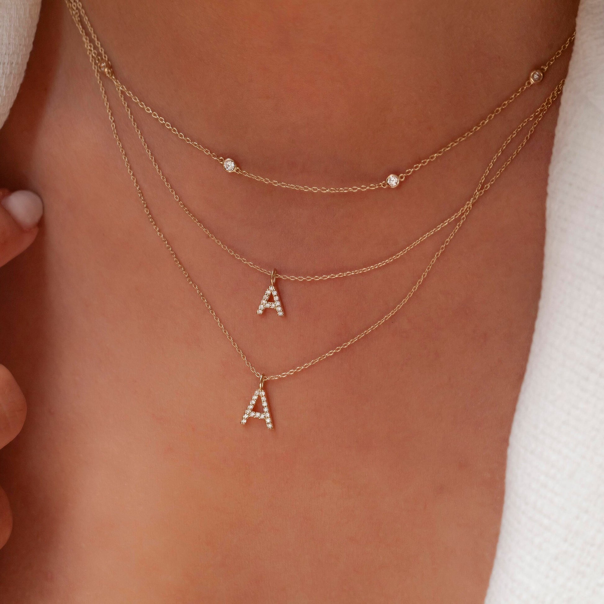 Diamond Station Necklace / 14k Gold 0.35 - 2 CT Diamond By The Yard Necklace / Birthday Gift / Bridal Gift / Anniversary Gift