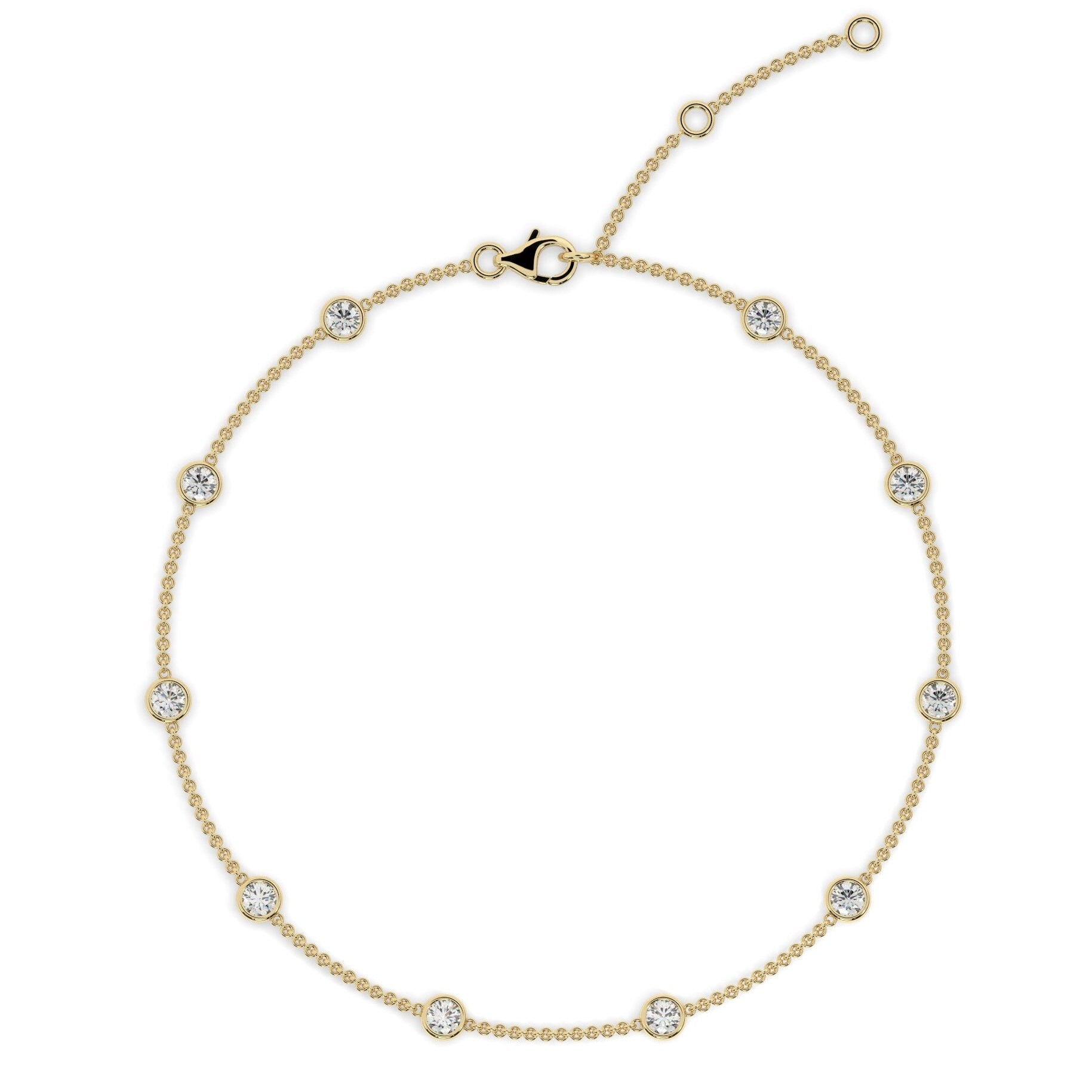 Diamond Station Necklace / 14k Gold 0.35 - 2 CT Diamond By The Yard Necklace / Birthday Gift / Bridal Gift / Anniversary Gift