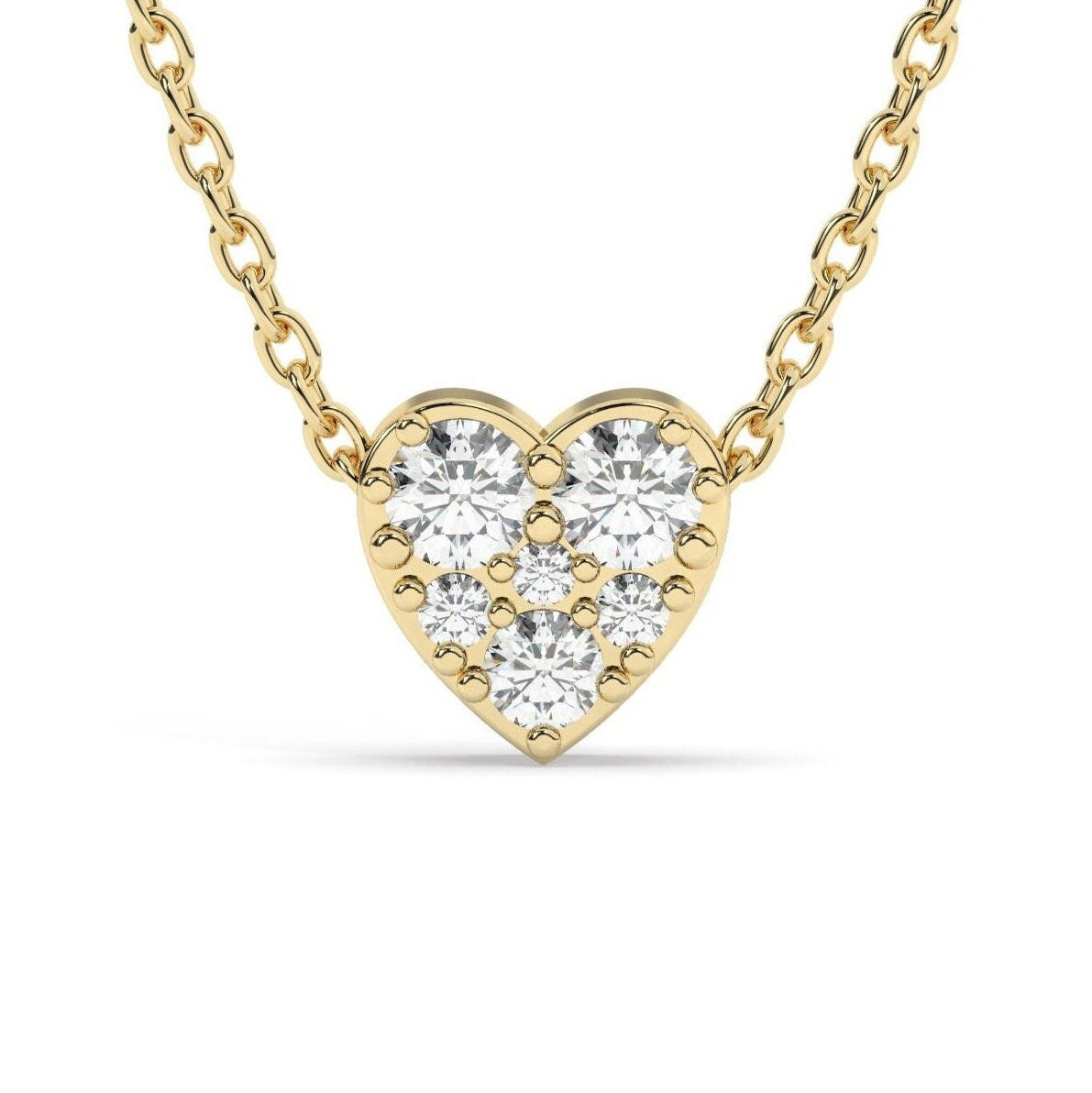 Diamond Sliding Heart Necklace / 14k Gold and Diamond Heart Necklace / Dainty Necklace / Birthday Graduation Anniversary Bridal Gift