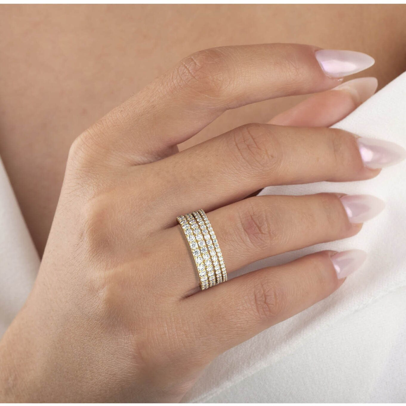 Diamond Wedding Band / 14k Gold Prong Setting Full Eternity Diamond Wedding Ring / Diamond Anniversary Ring / Wedding Gift