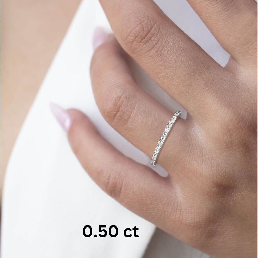 Diamond Wedding Band / 14k Gold Prong Setting Full Eternity Diamond Wedding Ring / Diamond Anniversary Ring / Wedding Gift