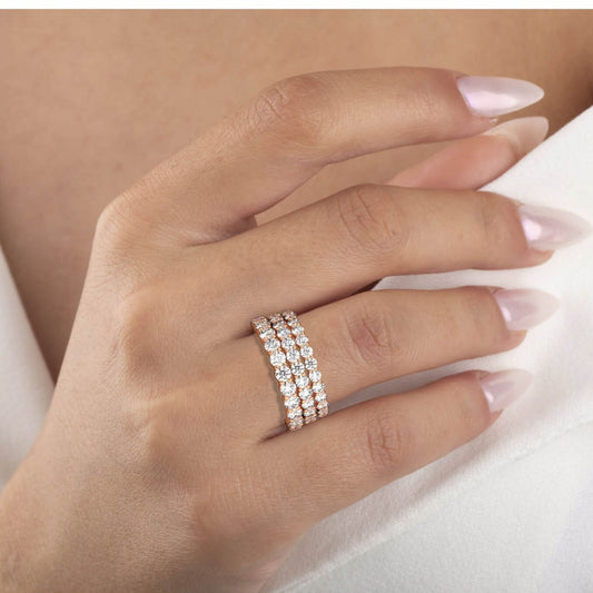 1-2 CT Diamond Double Prong Basket Setting Full Eternity Diamond Wedding Ring
