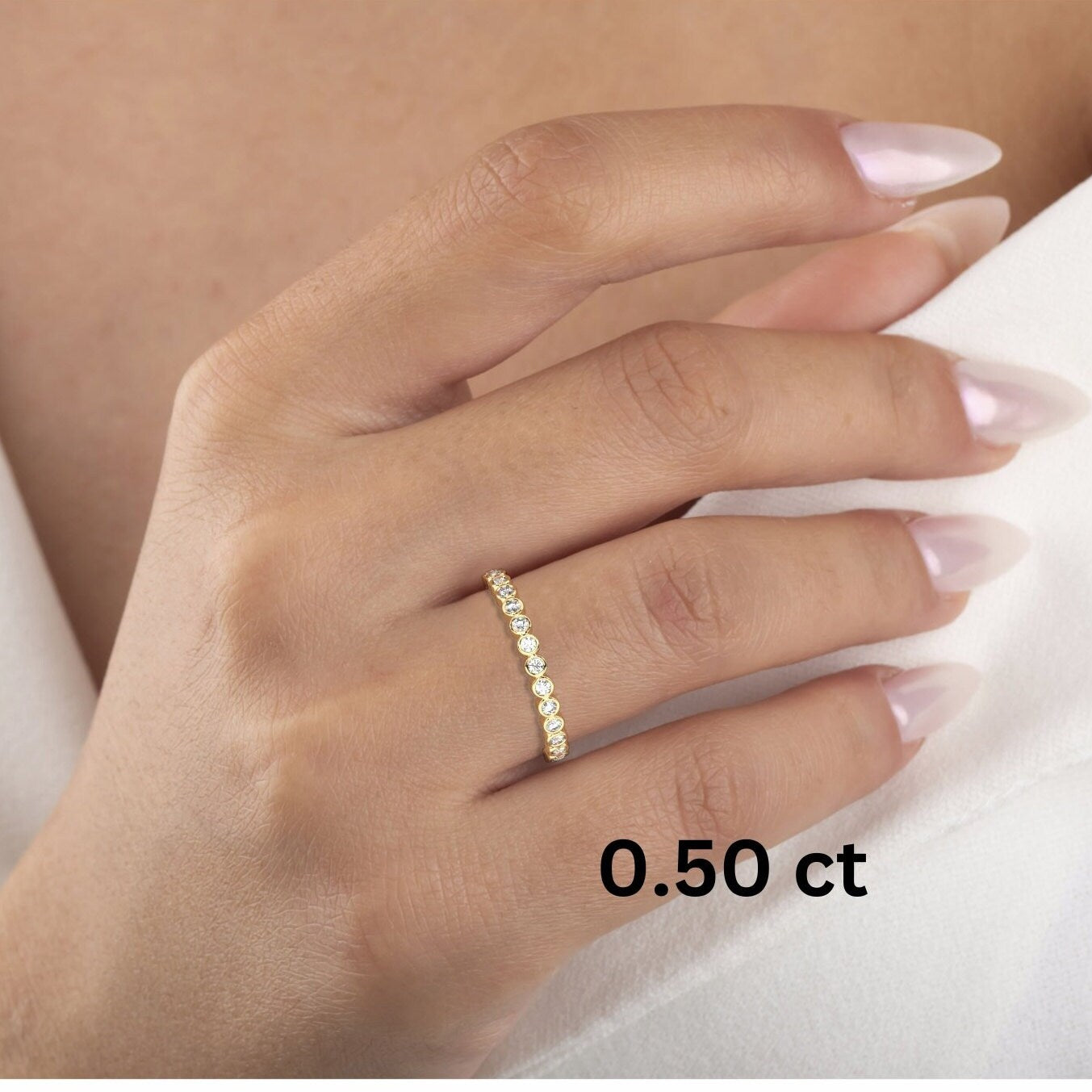 0.50 - 2 CT Diamond Wedding Band / 14k Gold Bezel Set Full Eternity Diamond Wedding Ring / Diamond Anniversary Ring / Wedding Gift