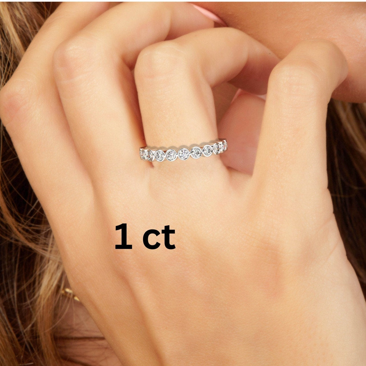 0.50 - 2 CT Diamond Wedding Band / 14k Gold Bezel Set Full Eternity Diamond Wedding Ring / Diamond Anniversary Ring / Wedding Gift