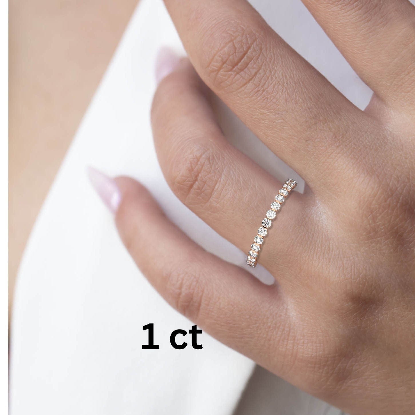 Diamond Wedding Band / 14k Gold Floating Diamond Wedding Ring / Diamond Anniversary Ring / Wedding Gift