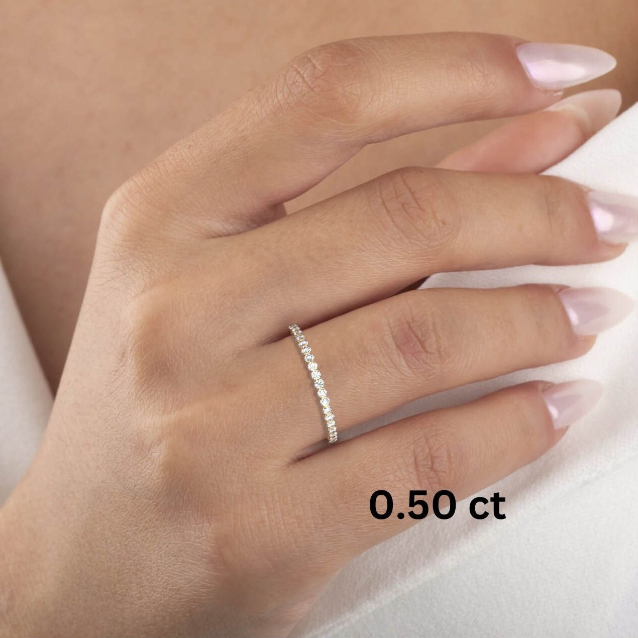 Diamond Wedding Band / 14k Gold Floating Diamond Wedding Ring / Diamond Anniversary Ring / Wedding Gift