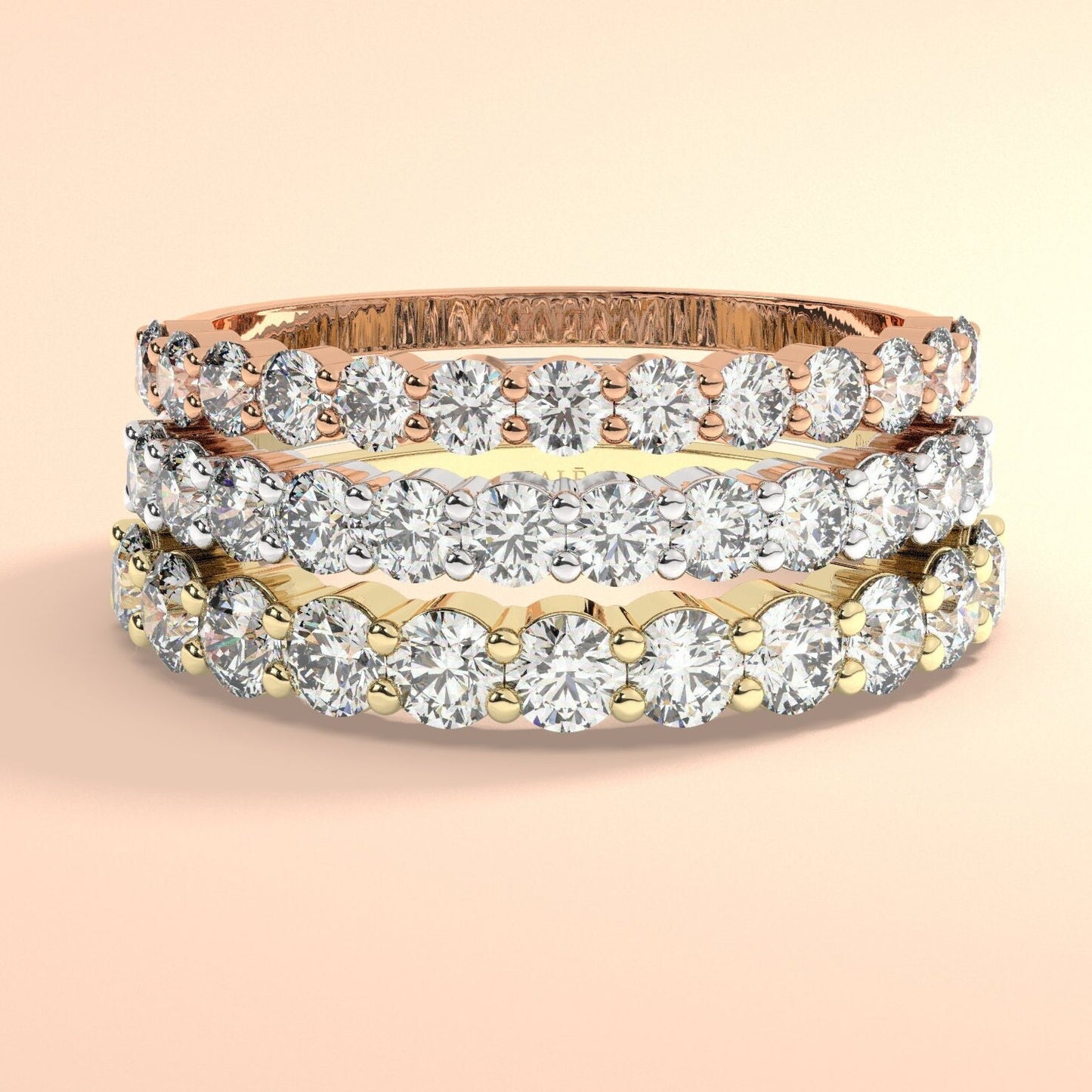 Diamond Half Eternity Wedding Band / 0.50 - 1 CT 14k Gold Double Prong Basket Setting Full Eternity Diamond Wedding Ring